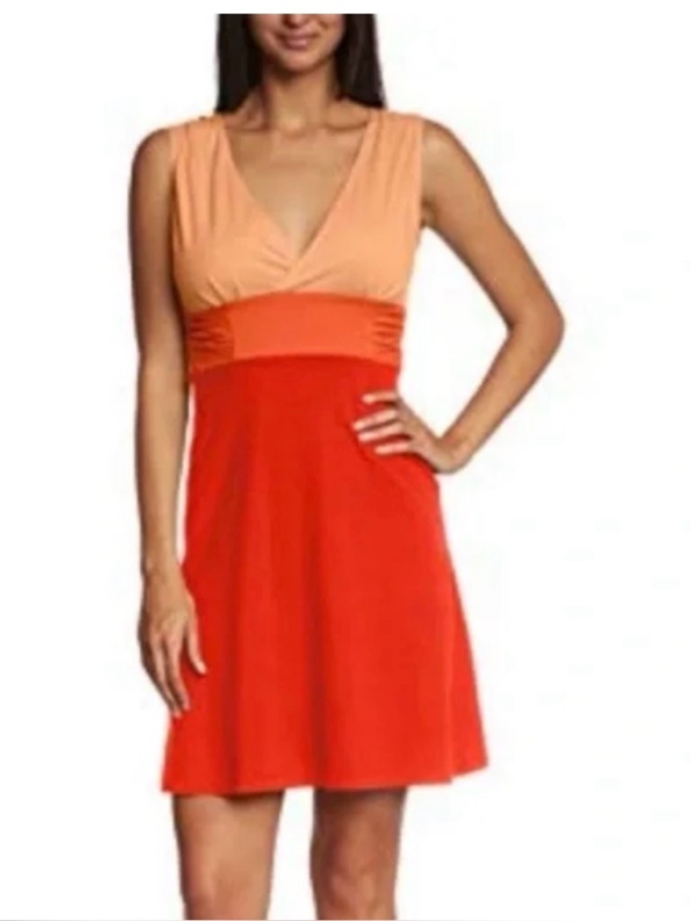 Patagonia M Margot organic cotton orange activewear casual sleeveless midi dress